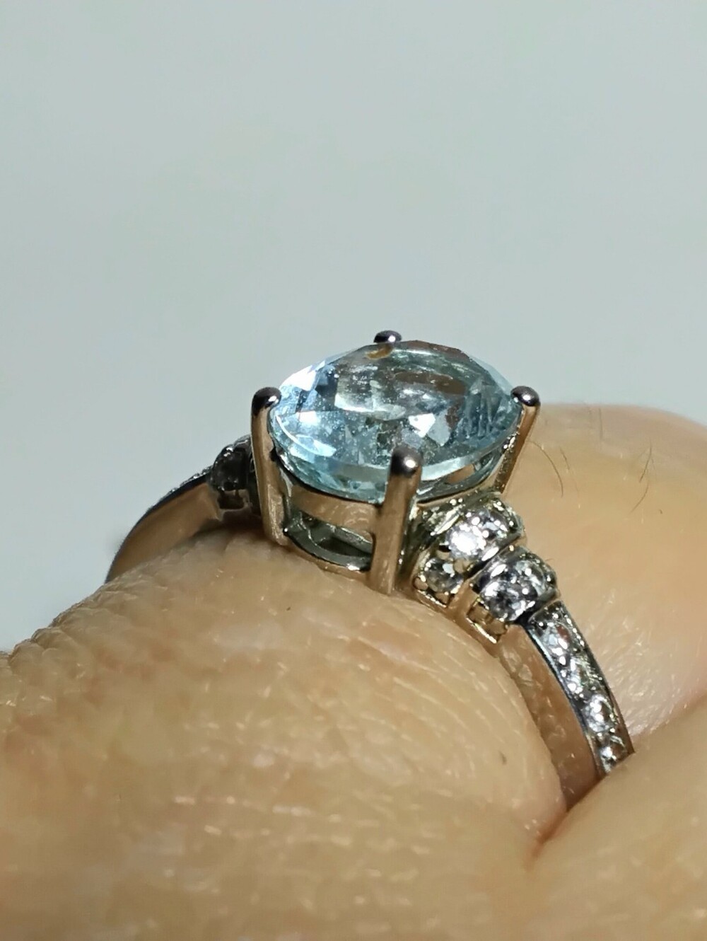 925 Silver Aquamarine Ring Sz 8-1/2 - Picture 5 of 7
